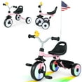 thumbnail image 1 of Babyjoy 3-in-1 Kids Tricycle with Lighted Wheels Folding Toddler Trike with Adjustable Seat Pink, 1 of 10