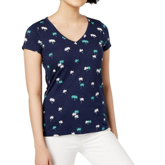 maison Jules Womens Printed Basic T-Shirt, Blue, X-Small