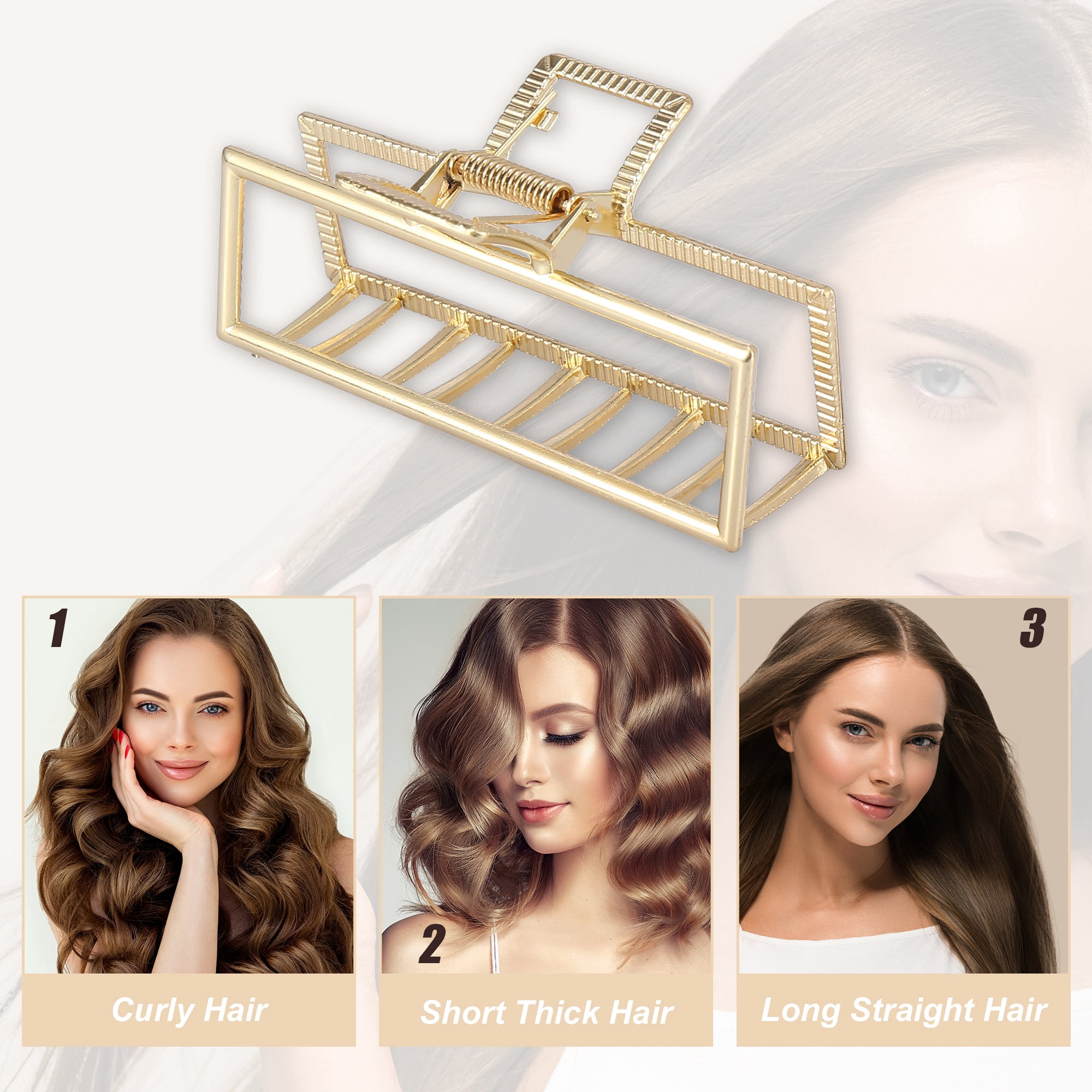 Unique Bargains Metal Hair Claw Clip Rectangle Shaped Claw for Women Beauty 3.5 Inch