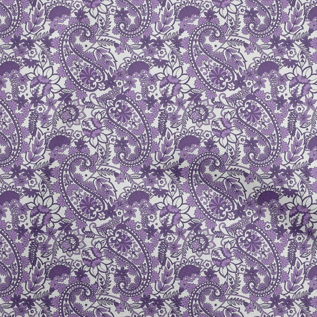 oneOone Velvet Bluish Violet Fabric Paisleys Sewing Craft Projects Fabric Prints By Yard 58 Inch Wide