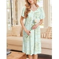 thumbnail image 3 of Ekouaer Nightgowns for Women Short Sleeve House Dress with Pockets Soft Moomoo Pleated Mumu Dresses V Neck Sleepwear, 3 of 6