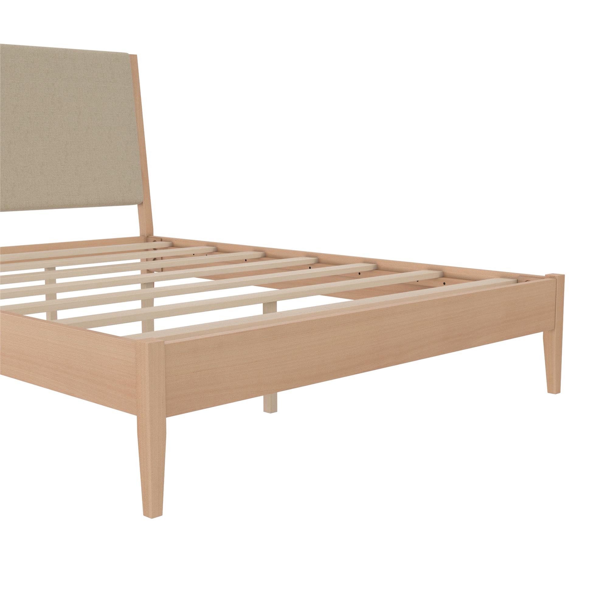 DHP Dacin Wood Bed Frame with Upholstered Headboard, Queen, Beige Linen