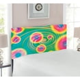 thumbnail image 2 of Psychedelic Headboard, Outer Space Theme Retro Dreamy Image Hippie Style Reflection in Water Print, Upholstered Decorative Metal Bed Headboard with Memory Foam, Twin Size, Green Yellow, by Ambesonne, 2 of 4