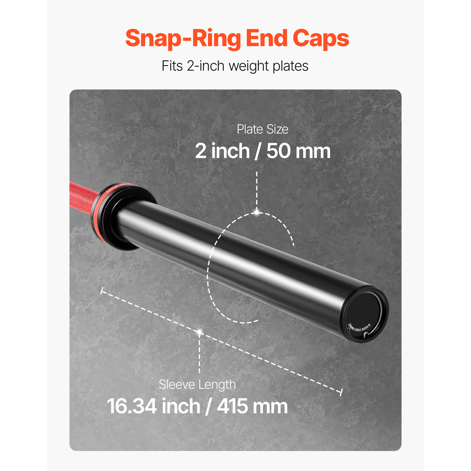 KFFKFF 7FT Barbell Bar for 2-Inch Weight Plates, Knurled Grip Bar for Strength Training, Weightlifting, Squats, Deadlifts, Bench Presses, Curls, and Overhead Presses, 1000lbs/453kg Load Capacity