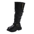 thumbnail image 3 of BXJX Girls Knee‑High Boots, Pull On Fashion Slip-Resistant Soft Sole Fall Winter Boots with Button Black Size 13 Little Kids, 3 of 10