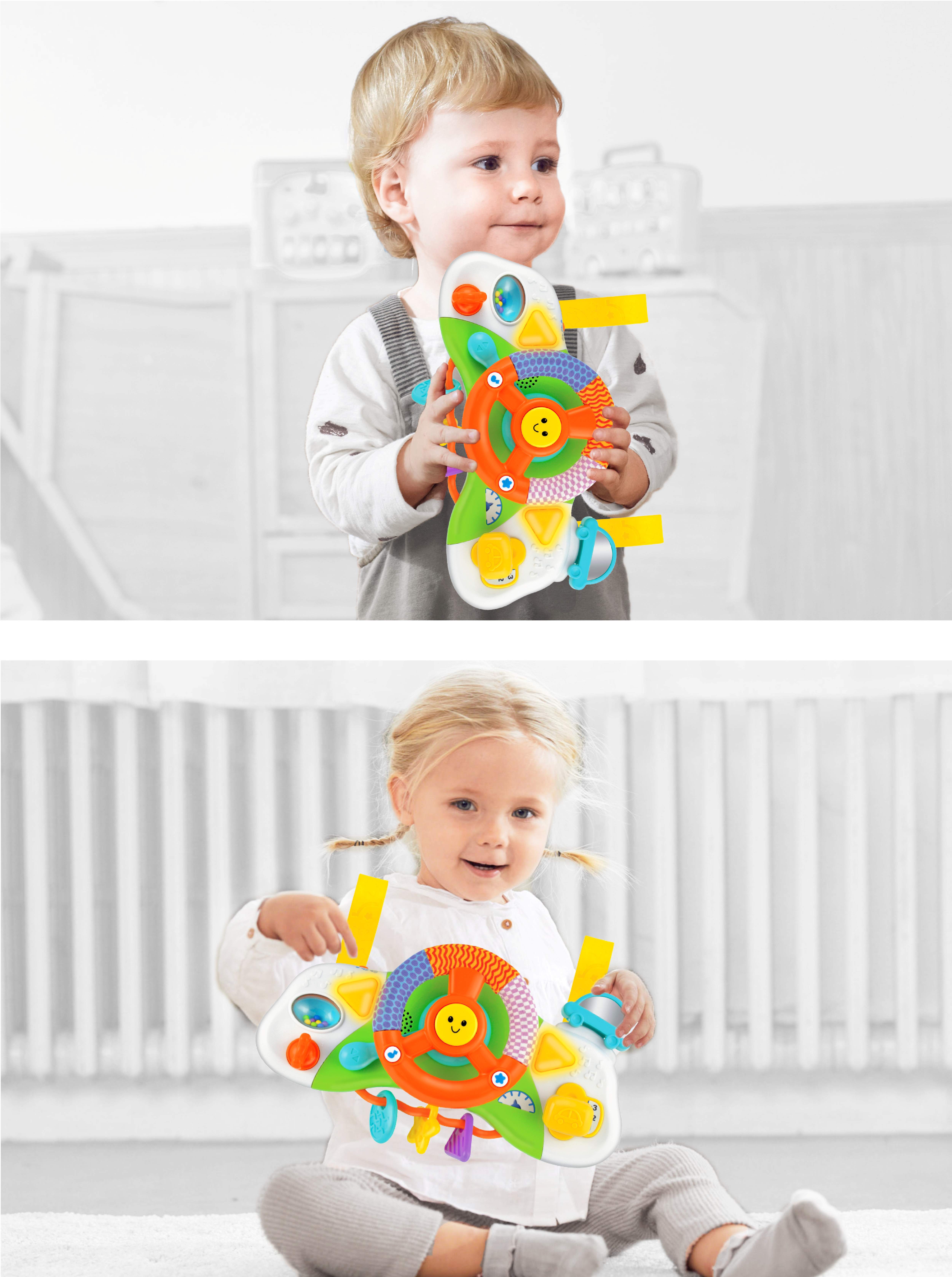 Color Baby Baby-Spielzeug 'Wheel N Sounds Driver' – Lenkrad Mit Lichtern & Geräuschen – Abnehmbarer Spiegel