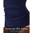 thumbnail image 6 of Charmo Women Ribbed One Piece Swimsuits V Neck Ruched Tummy Control Monokini Bathing Suit, 6 of 7