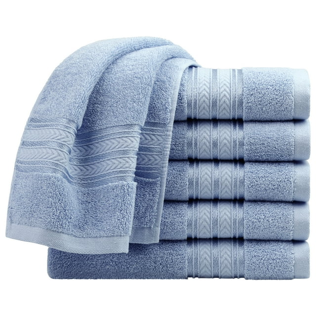 Hand Towels for Bathroom 13 x 29 Inches 100% Cotton (6 Pack), Soft & Highly Absorbent Oversized Cotton Guest Towels for Hotel Spa, Face Towels Washcloth Blue