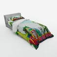 thumbnail image 3 of Ambesonne Cartoon Bedding Set 4 Pcs, Animals on Train, Queen, Multicolor, 3 of 3