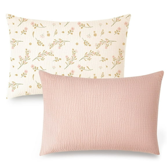 Toddler Pillowcase for 13x18 Pillow, 2 Pack Soft & Breathable Cotton Toddler Pillow Case(Floral, Pink)