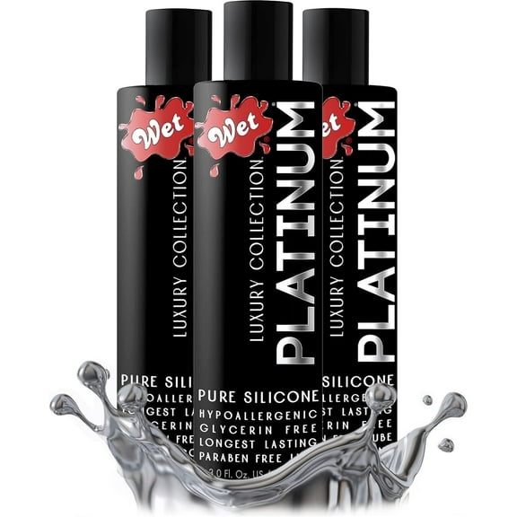 Wet Platinum Silicone-Based Lube, Ultra Long Lasting Premium Personal Lubricant, 1.0 fl oz (3-pack)