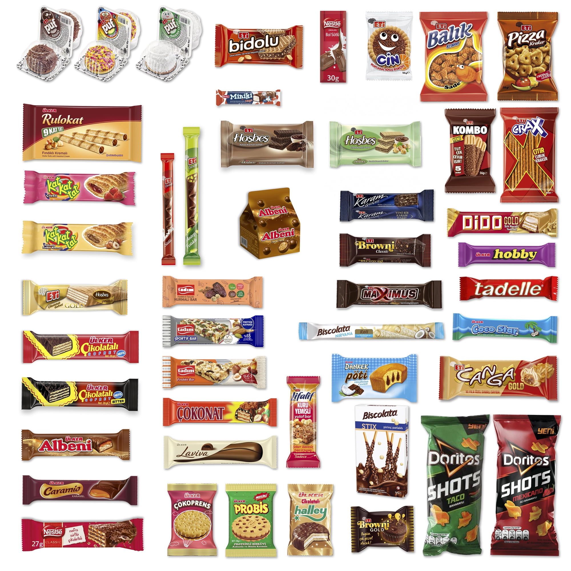 Turkish Goodies Foreign Snacks Variety Pack - International Snack Crate - 48ct Full-Size Treats