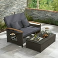 thumbnail image 1 of Costway Patio Rattan Daybed Set with Cushioned Loveseat & Storage Ottoman for Porch Gray, 1 of 10