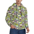 thumbnail image 2 of Naloa Striped With Palm Tree Branches Men's Casual Hooded Collar Drawstring Hoodies Pullover Sweatshirts Casual Long Sleeve Shirts-3X-Large, 2 of 7