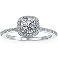thumbnail image 2 of Pompeii3 1Ct Diamond Cushion Halo Engagement Ring Lab Grown 14k White Gold (F,VS2), 2 of 5