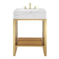 thumbnail image 2 of Modway Gridiron 24" Stainless Steel Bathroom Vanity in White/Gold, 2 of 8