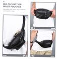thumbnail image 2 of Black Leather Fanny Pack for Men & Women,Fashionable Multi-Pockets Waist Belt Bag for Travel Sports Hiking Cycling Fishing Running, 2 of 6