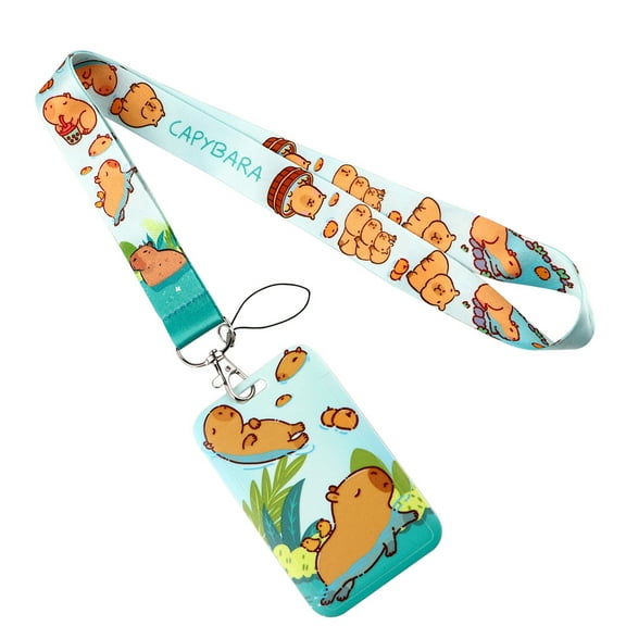 Neck Lanyard Colourful Lanyard Cartoon Capybaras Card Holder Beautiful Neck Strap Great for Adults Students and Friend