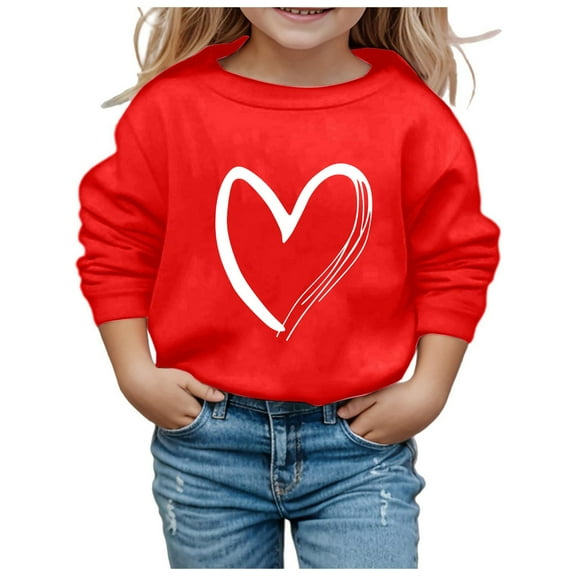 Kids Sweatshirt Boys Long Sleeve Kids Red Sweatshirt Crewneck Sweatshirts Pullover Tops Fall Clothes Girls Sweatshirts Size 6-7 Years