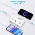 thumbnail image 6 of 20 FT Extension Cord with Multiple Outlets,  20 ft Surge Protector Power Strip with 6 Outlets with 4  Ports(1  C),Flat Plug with Long Cord 1700 Joules Protection for  Office White, 6 of 7
