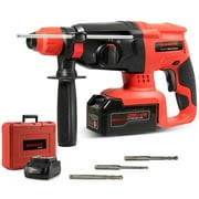 20V Cordless Lithium-Ion SDS Plus Rotary Hammer Drill 3 Mode w/ Drill Bits&Case