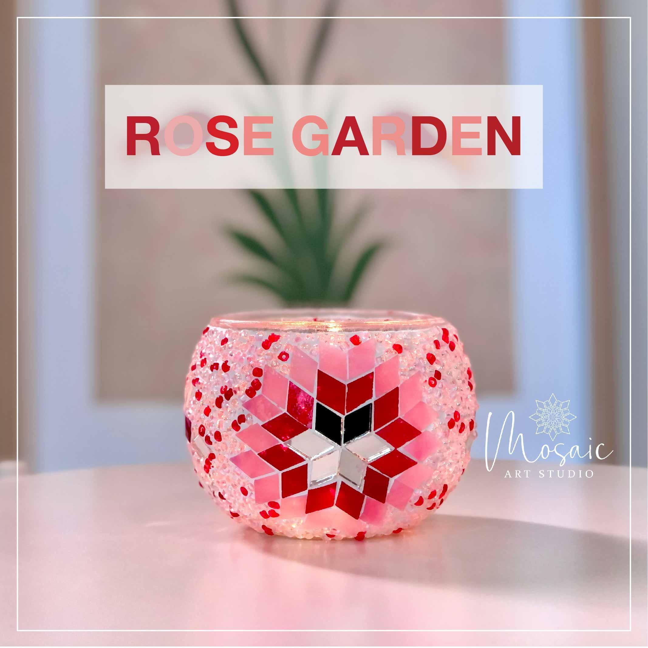 Mosaic Candle Holder DIY Home Kit "ROSE GARDEN"