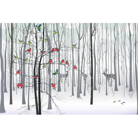 Christmas Tree in the Forest Print Wall Art By