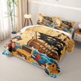 thumbnail image 3 of jejeloiu Playful Pirate Scene Quilt Full,Vintage Ocean Ship Treasure Full Bedspread Sets For Boys,Multicolor Beige,3-Piece, 3 of 7
