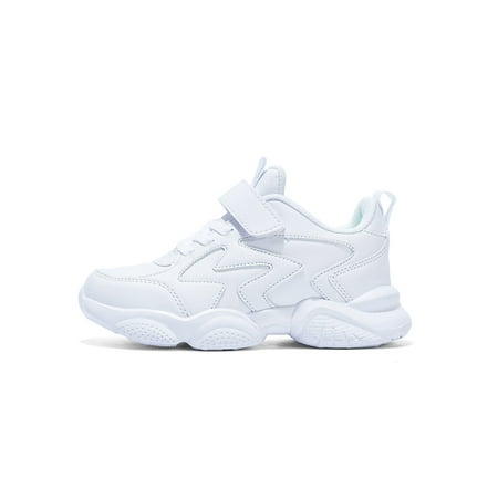 

Woobling Boys Girls Running Shoe Sport Athletic Shoes Breathable Sneakers Walking Trainers Non-slip Sneaker Comfort Round Toe White Synthetic Leather 10C