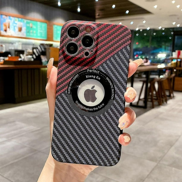 Funda de fibra de carbono a prueba de fugas para iPhone 12 Pro Max: alta calidad, resistente a arañazos, antideslizante, protección total, agarre cómodo, protector de lente, dur