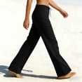 thumbnail image 2 of HAiming Women Wide Leg Pants Summer Vacation Palazzo Trousers Loose Casual Drawstring Elastic Waist Pants with Pockets, 2 of 7