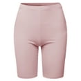 thumbnail image 2 of A2Y Women's Basic Solid Premium Cotton Mid Thigh High Rise Biker Bermuda Shorts Dusty Pink L, 2 of 5