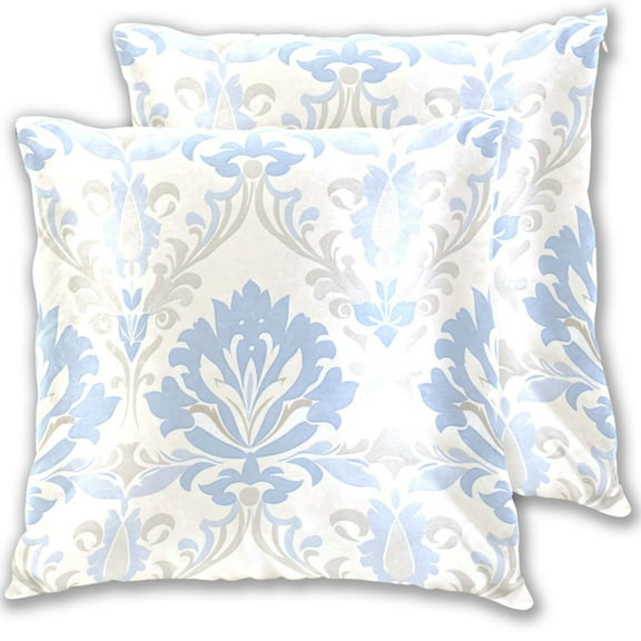 Flower Pattern in Light Blue and Beige Throw Pillow Covers Pillowcases 16 x 16 Inch Home Decor 2 Packs for Bedroom Sofa