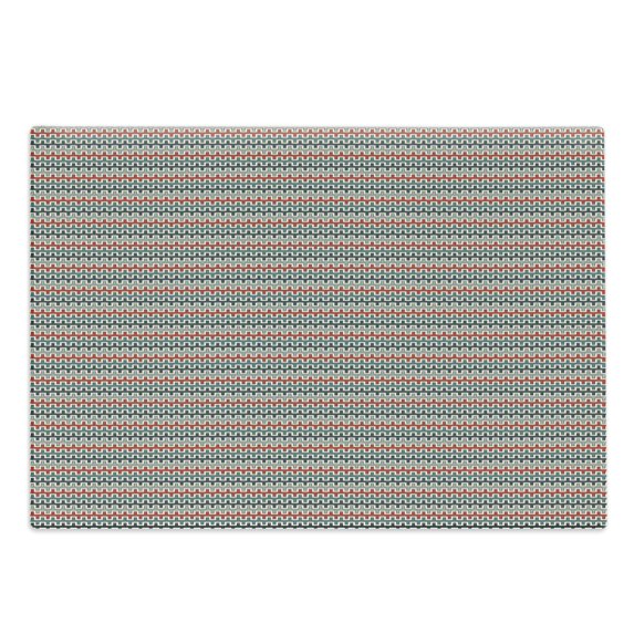 Retro Cutting Board, Geometric Composition with Angled Lines Vintage Inspirations Horizontal Illustration, Decorative Tempered Glass Cutting and Serving Board, Large Size, Multicolor, by Ambesonne