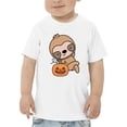 thumbnail image 1 of Halloween Sloth And Pumpkin T-Shirt Toddler -Image by Shutterstock,  3 Toddler, 1 of 4
