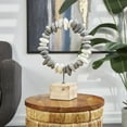 thumbnail image 2 of 11" x 14" Gray Metal Circular Stone Abstract Sculpture with Brown Wooden Base, by DecMode, 2 of 8