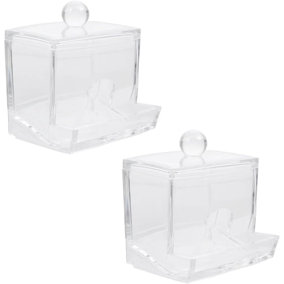 Cotton Swab & Makeup Cotton Storage Box with Lid, Dustproof, 2pcs