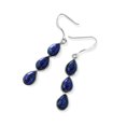 thumbnail image 2 of Genuine Lapis Lazuli Triple Teardrop Dangle Earrings in Silver Tone Jewelry Earring Silver, 2 of 7