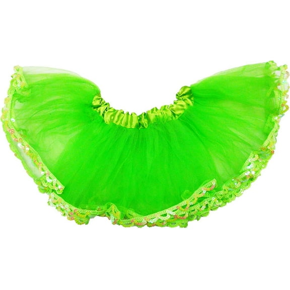 Wenchoice Girl'S Solid Green Tutu With Sequin Trim  XL(7T-8T)