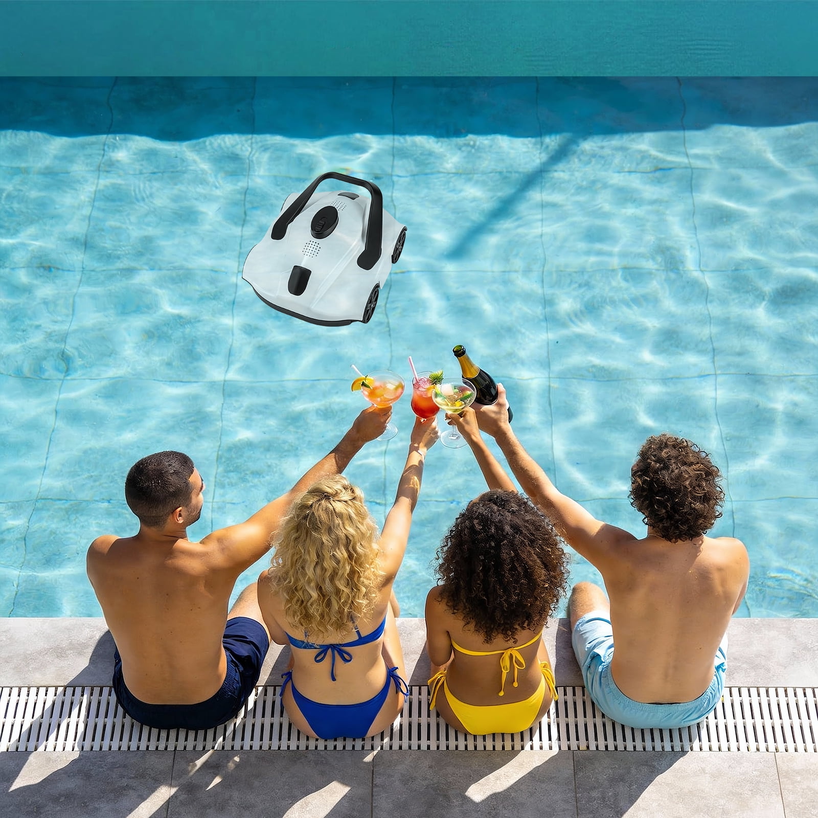 GIMMYFIVE Cordless Robotic Pool Cleaner, 130 Min Runtime, for Pools up to 860 Sq Ft, Above Ground