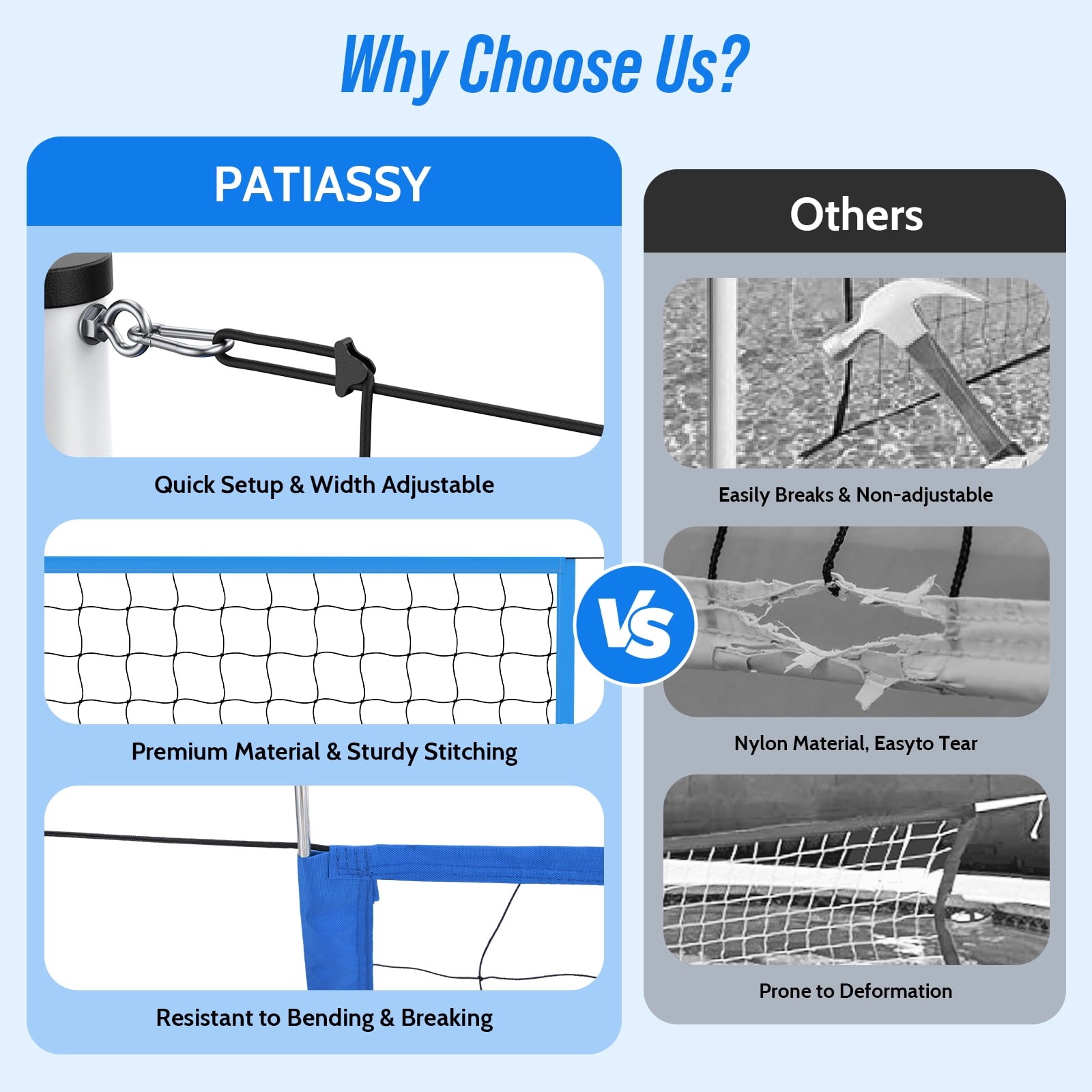 PATIASSY Pool Volleyball Net Set with Weighted Base Adjustable 15ft-32ft Length Portable Outdoor Volleyball Net System for Swimming Pools