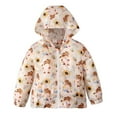 thumbnail image 2 of ROLKFUK Toddler Girls Jacket with Hooded, Zip up Lightweight Printed Kids Outerwear Beige Size 5-6 T, 2 of 9