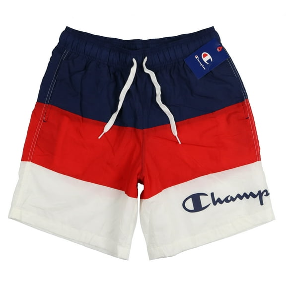 Champion Men's Block Beach 8" Swim Shorts Small Red White Blue Swimwear