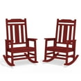 thumbnail image 4 of LOYALICE Outdoor High Back Porch Rocking Chair Set of 2,HDPE Oversized Adirondack Slat Rocker Chairs for Patio,Garden,Lawn,Balcony,Dark Red, 4 of 9
