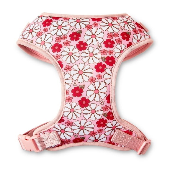 Vibrant Life Polyester & Spandex Floral Adjustable Dog Harness, Pink, Medium