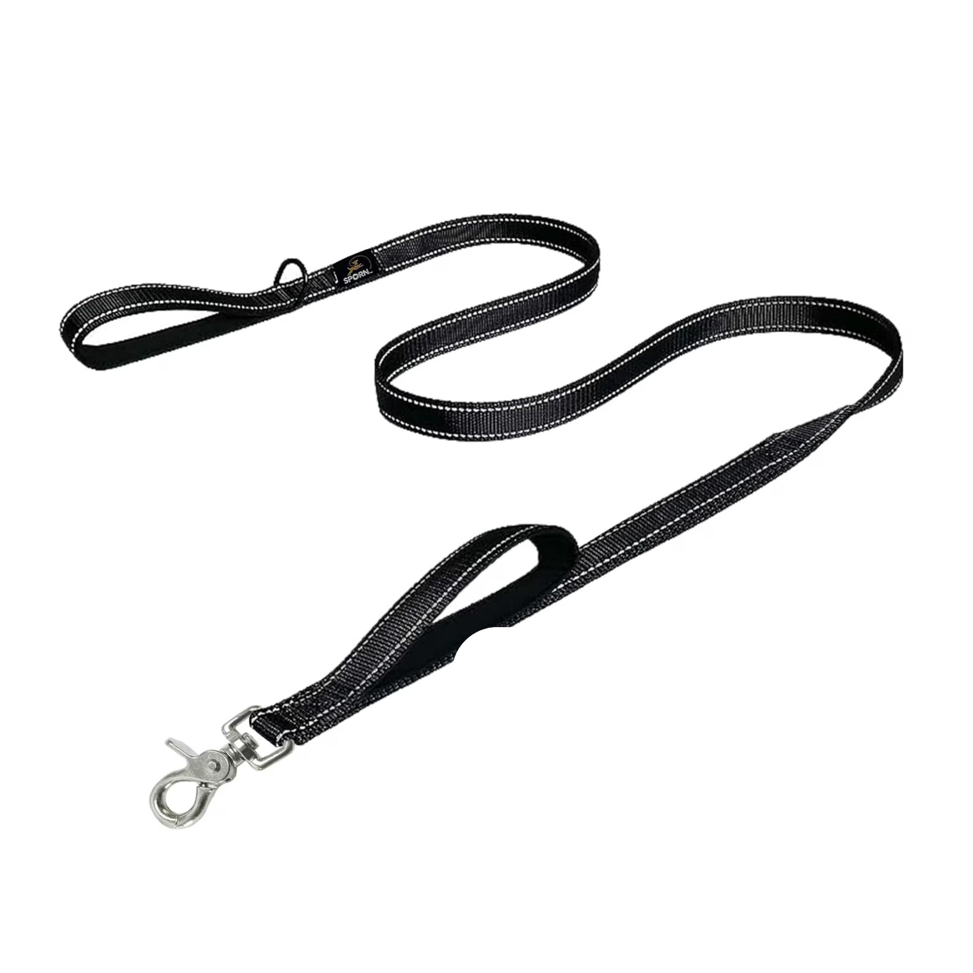 Sporn Dual Handle Dog Training Leash, 6 ft Long Reflective Dog Walking Leash, Padded Heavy Duty Design, Black