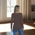 thumbnail image 6 of VICHVVY Womens Long Sleeve Shirts V Neck Ruffle Hem Slim Fitted Ribbed Knit Trendy Tee Tight Tops Khaki L, 6 of 9