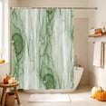 thumbnail image 4 of Green Marble Shower Curtain, Waterproof Shower Curtains for Bathroom, Modern Abstract Luxury Fluid Artwork Washable Fabric Bathtub Curtain Set Bath Decor with 12 Hooks Standard 72"x72", 4 of 8