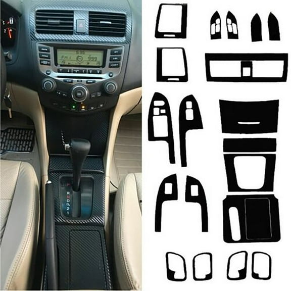 Rooha Accessory Interior Sticker Black Car Carbon Fiber For Honda Accord 7Th