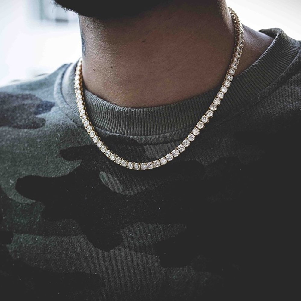 Men's Hip Hop Necklace 1 Row Diamond 